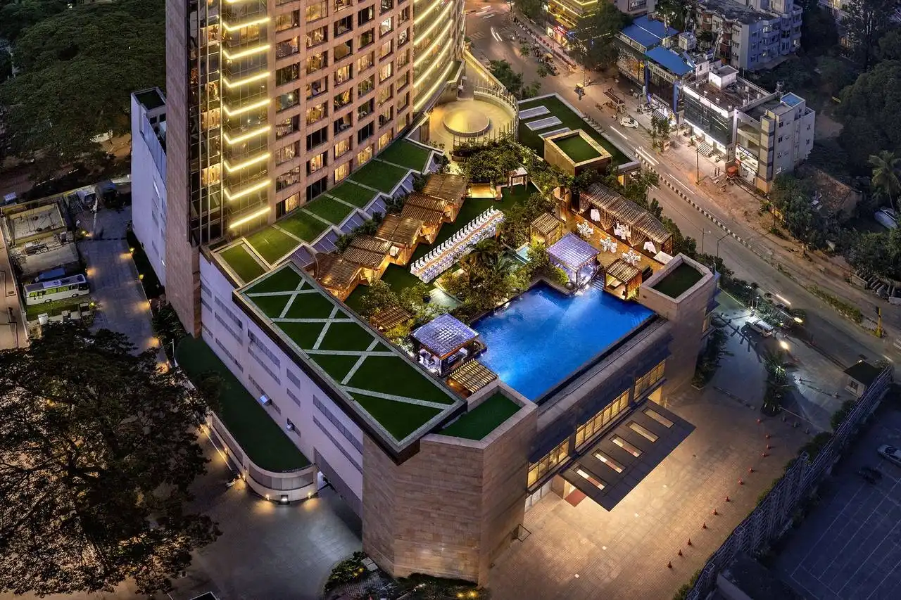 Conrad Bengaluru tower overlooking Ulsoor Lake and the city skyline
