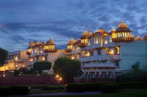 Jai Mahal Palace Jaipur exterior with Mughal gardens and palace façade