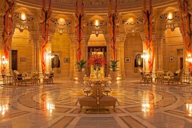 Umaid Bhawan Palace Jodhpur exterior with dome, cupolas and gardens
